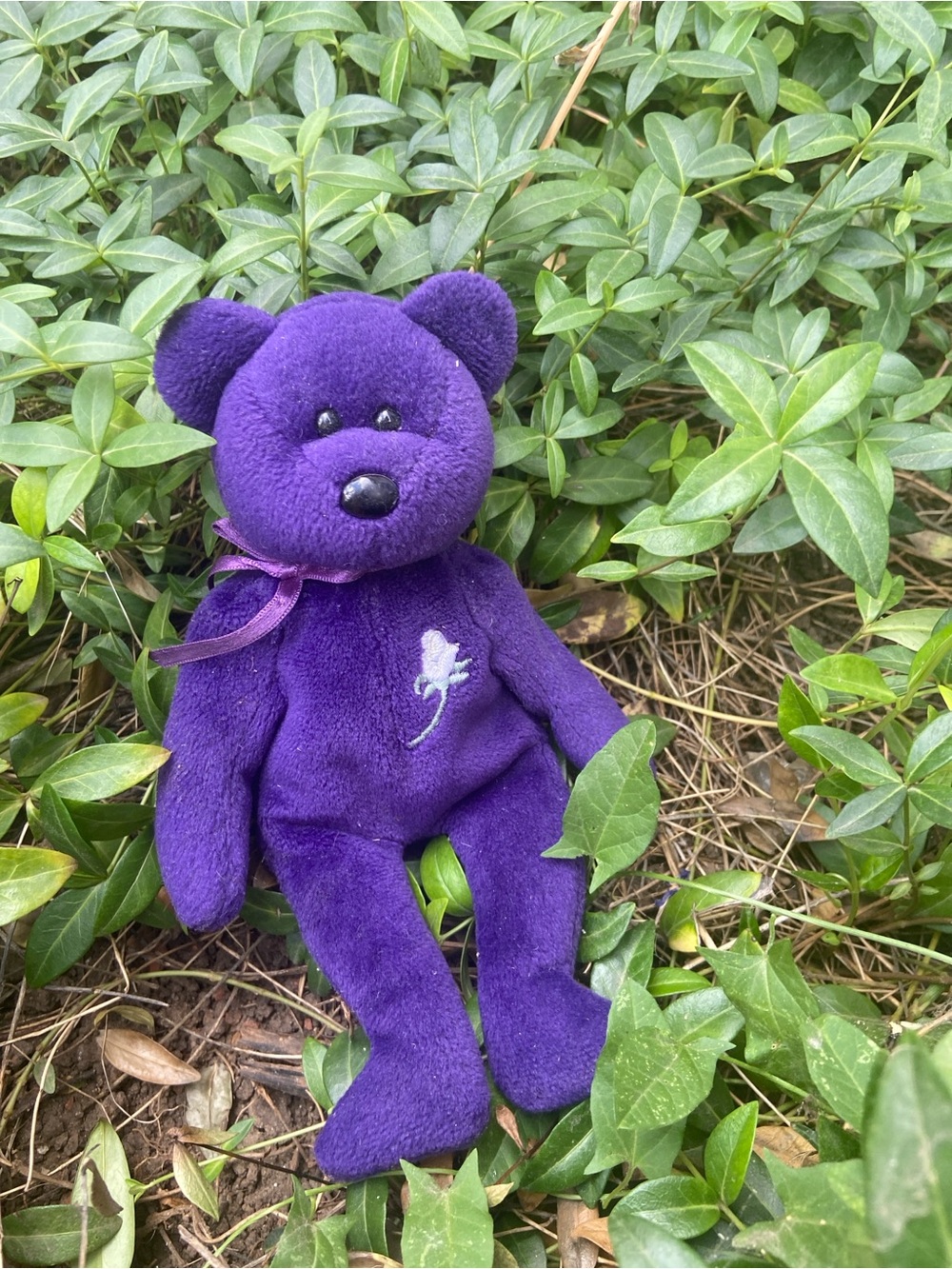 Princess Diana purple beanie baby teddy bear